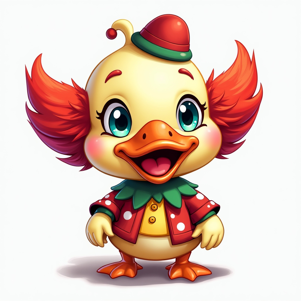 a ducky with a clown mask