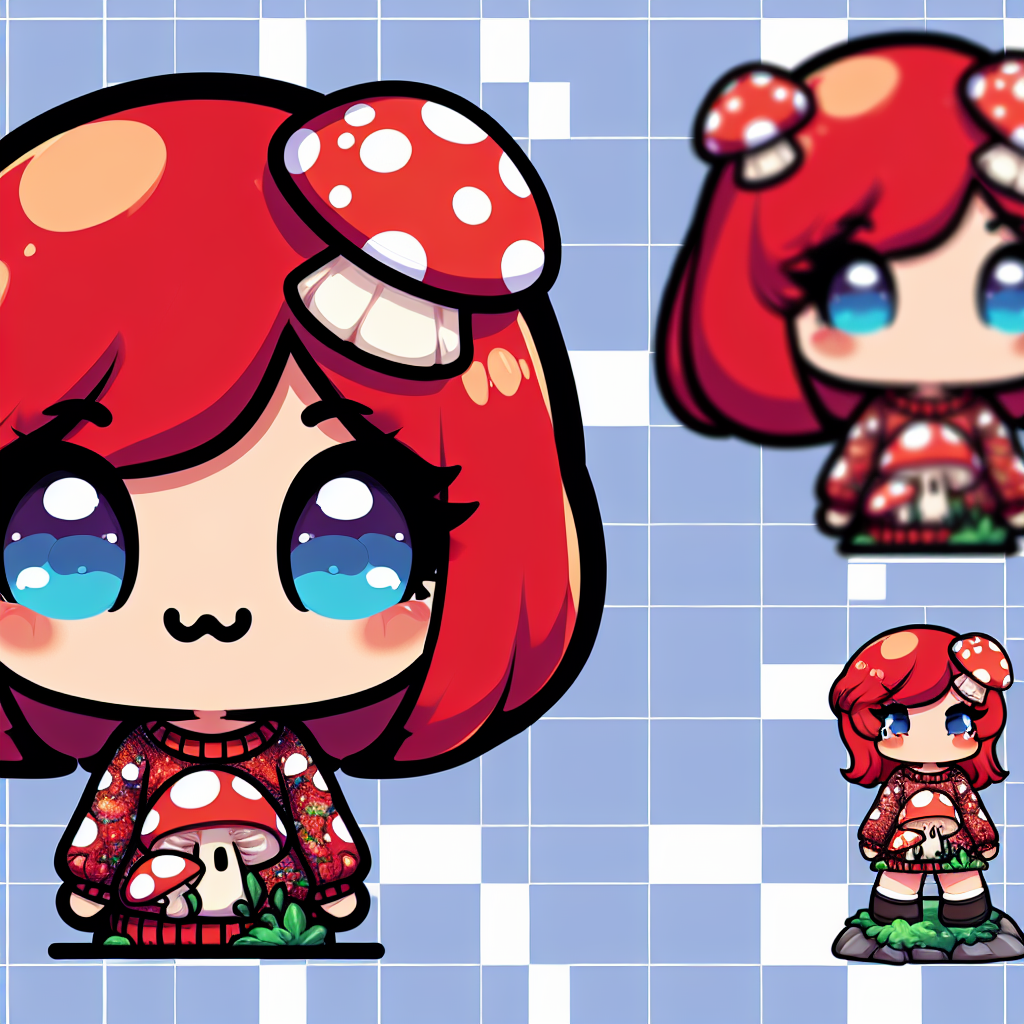 cute red haired girl mushroom sweater