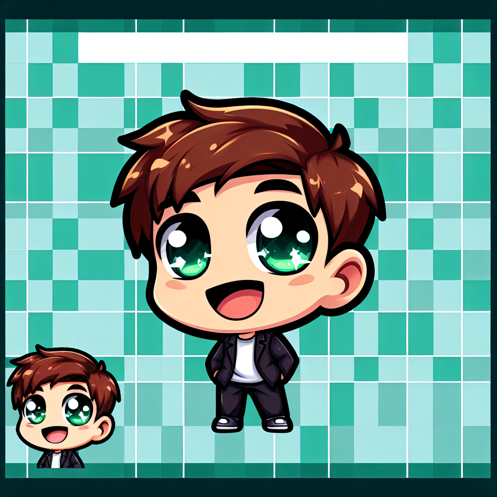 brown hair, male, green eyes,happy emote