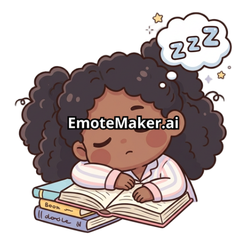 ebony girl with curly hears to sleep on book