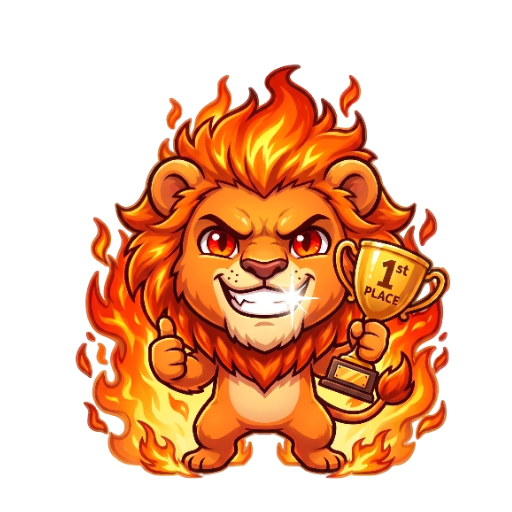 Change this emote's expression to victorious and proud, holding up a trophy or giving a thumbs up with a satisfied grin. Keep the exact same character design, outfit, colors, and art style.