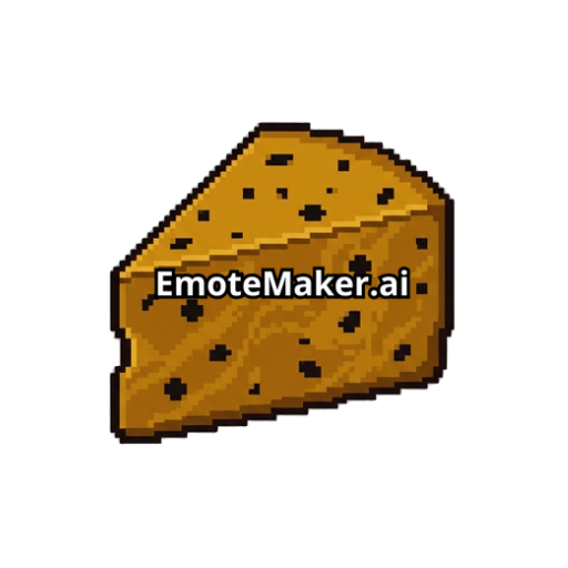 A close-up, pixel art icon of a slice of aged cheese with luxurious dark truffle specks. The base color is dark gold or burnt orange with lots of small, irregular black spots and a subtle marble pattern. Matte, oily surface. Twitch subscriber badge. --sref 2295094873 --ar 1:1