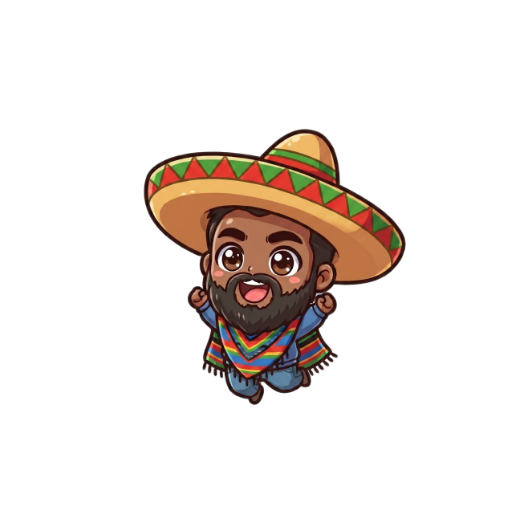 make sombrero bigger, add a sarape

