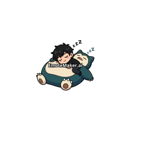 make a black haired boy with a black shirt sleeping on a snorlax