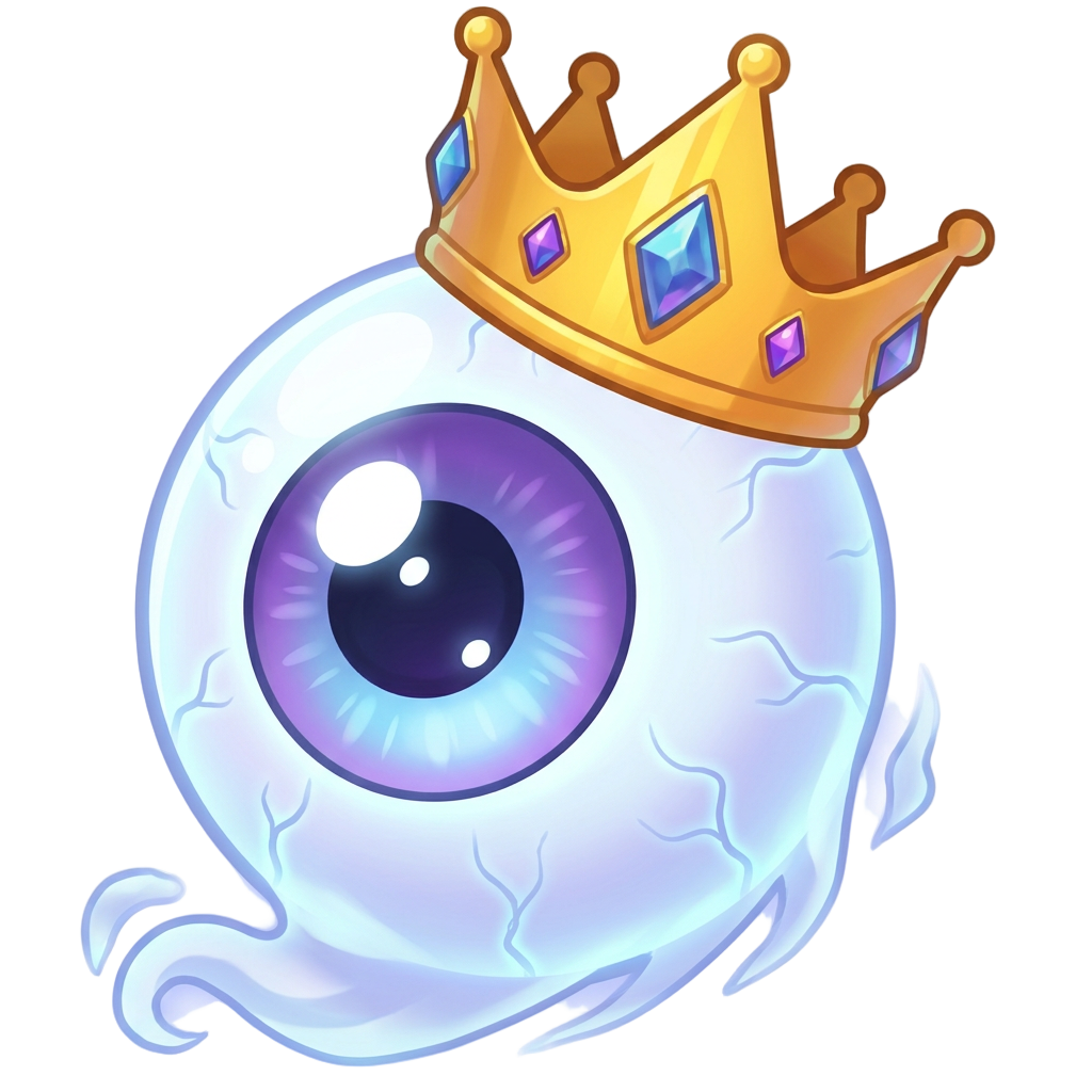 A ghostly eye with a crown
