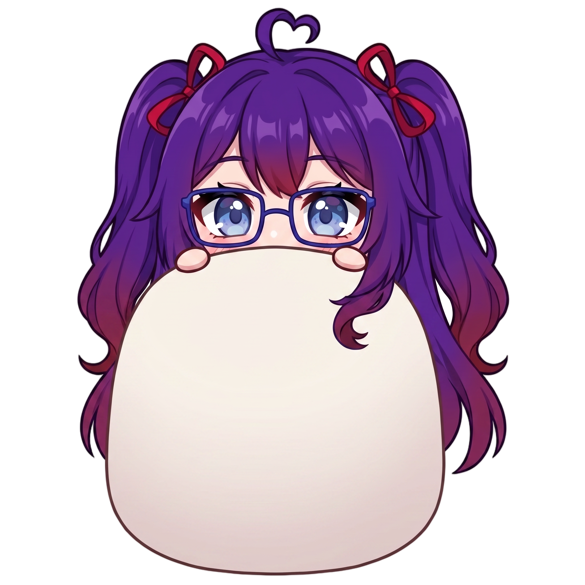 Change this emote to lurking and peeking from behind a wall or object with only eyes and top of head visible, with big curious watching eyes. Keep the exact same character design, outfit, colors, and art style.