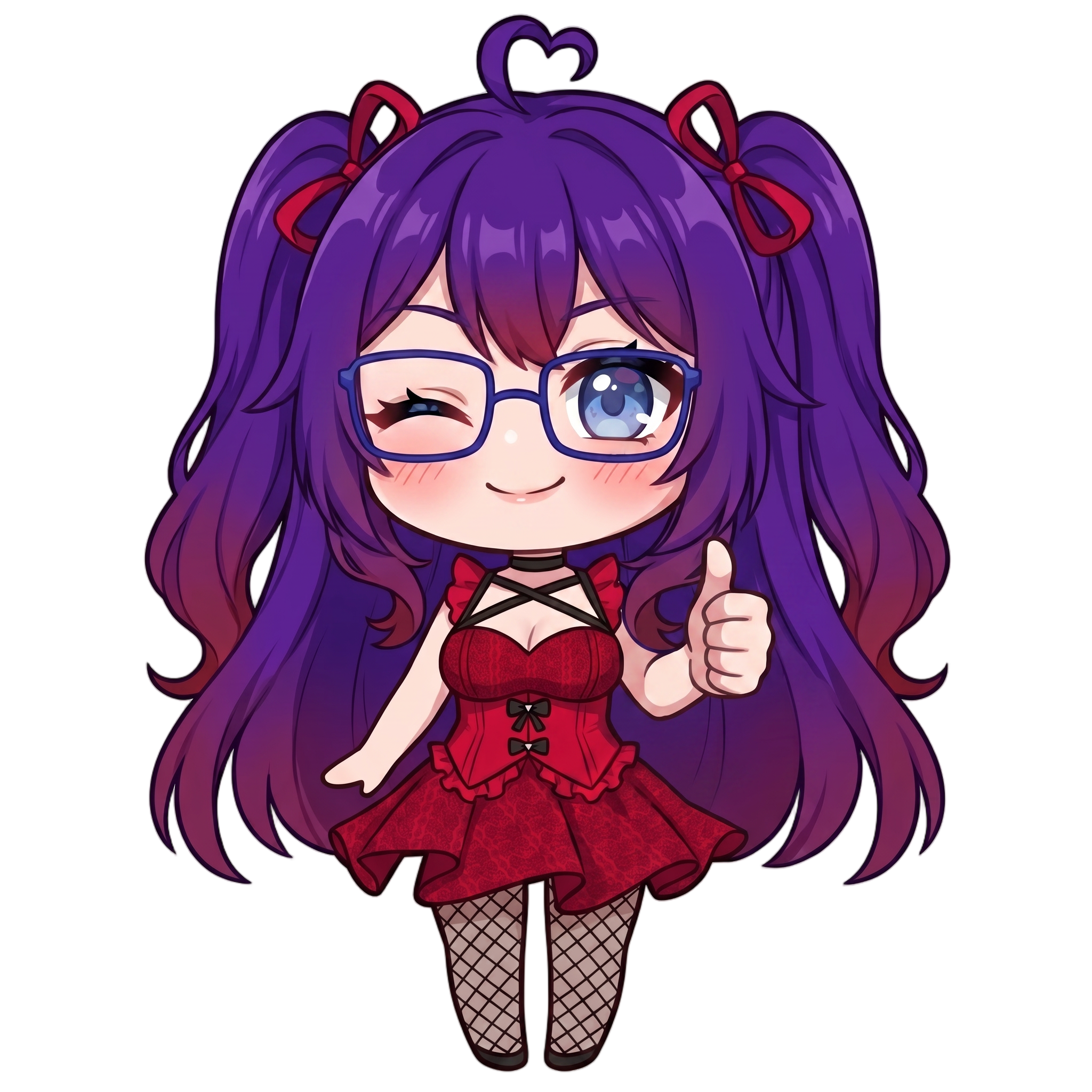 Change this emote to giving an enthusiastic thumbs up with a confident encouraging smile and a slight wink. Keep the exact same character design, outfit, colors, and art style.