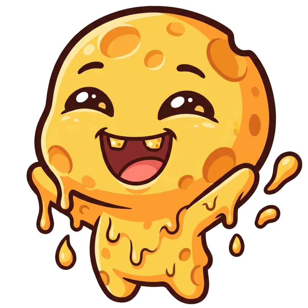 chibi man made out of cheese, he is very happy
