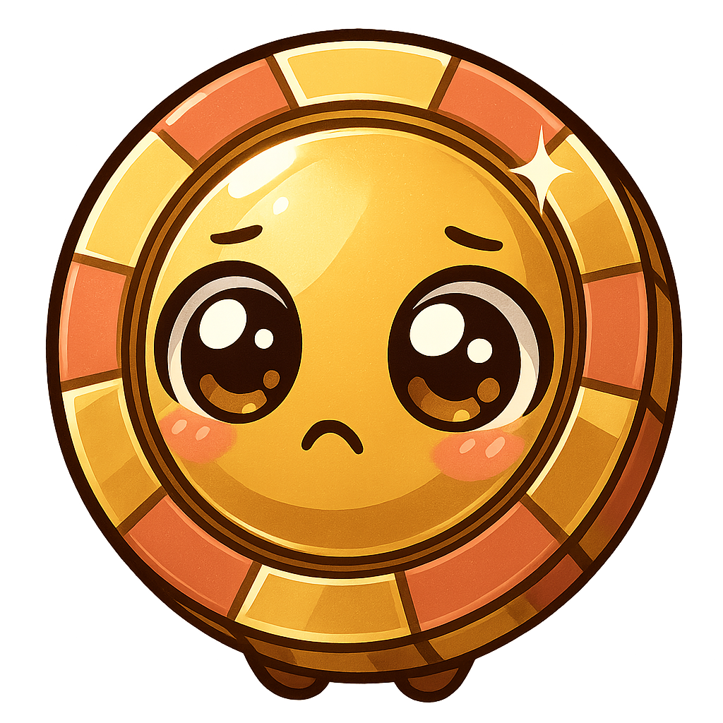 a large very shiny metal poker chip which is a mix of gold and coral. very premium looking WITH NO FACE OR BODY