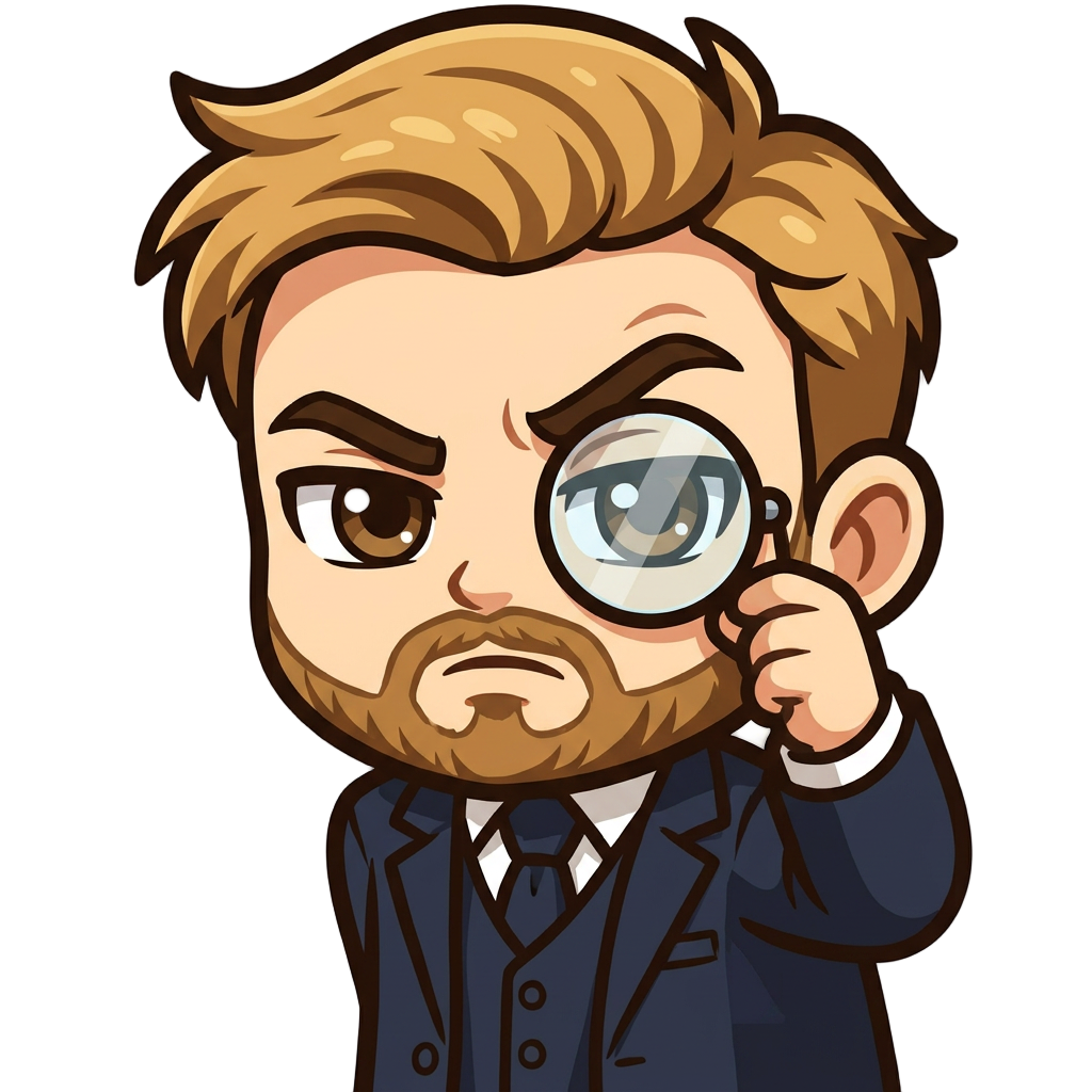 A young man in a 3 piece navy suit, blonde / brown hair and a well-kept beard with a monachal looking at someone