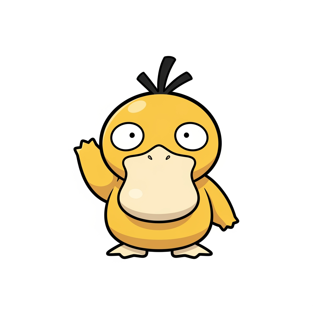 A Psyduck emote where he is raising his arm saying hi