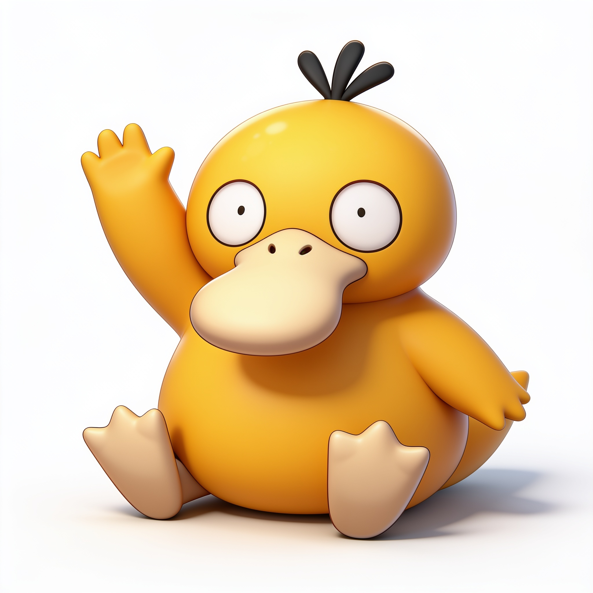 A Psyduck emote where he is raising his arm saying hi