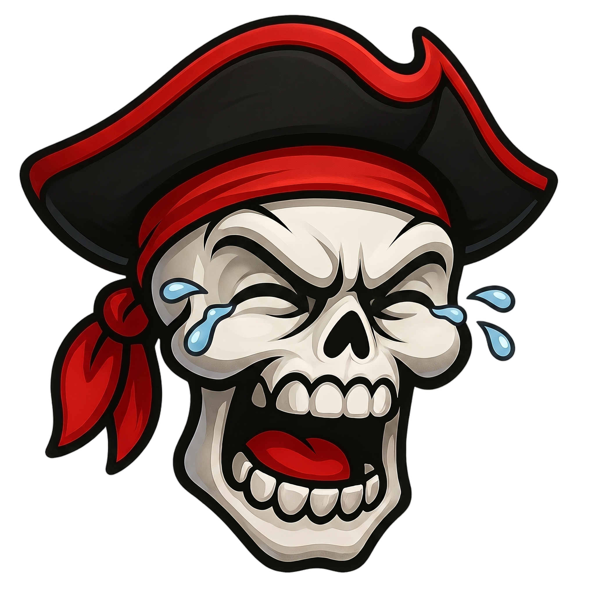 Change this emote's expression to laughing hard with eyes squeezed shut, open mouth, and tears of joy. Keep the exact same character design, outfit, colors, and art style.