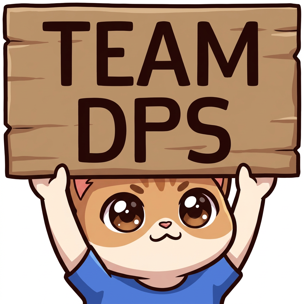 Cat holding wood sign with Team dps transparent for discord