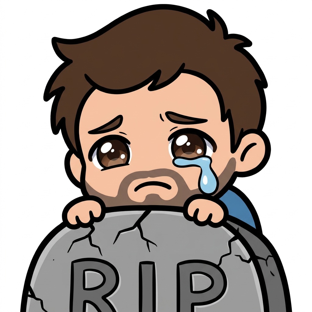 Génère moi une emote RIP avec une pierre tombale