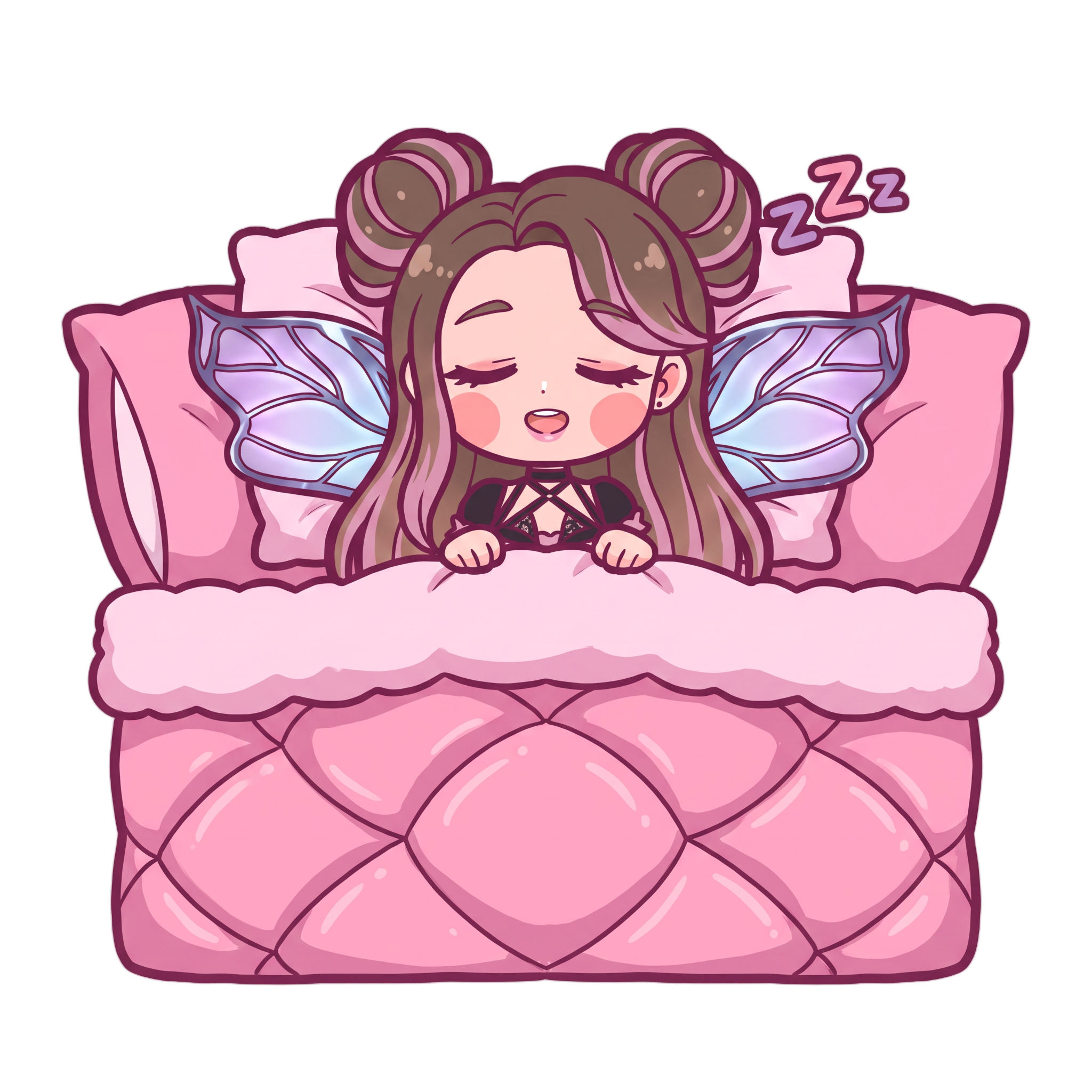 Change to emote sleeping tucked in a pink bed