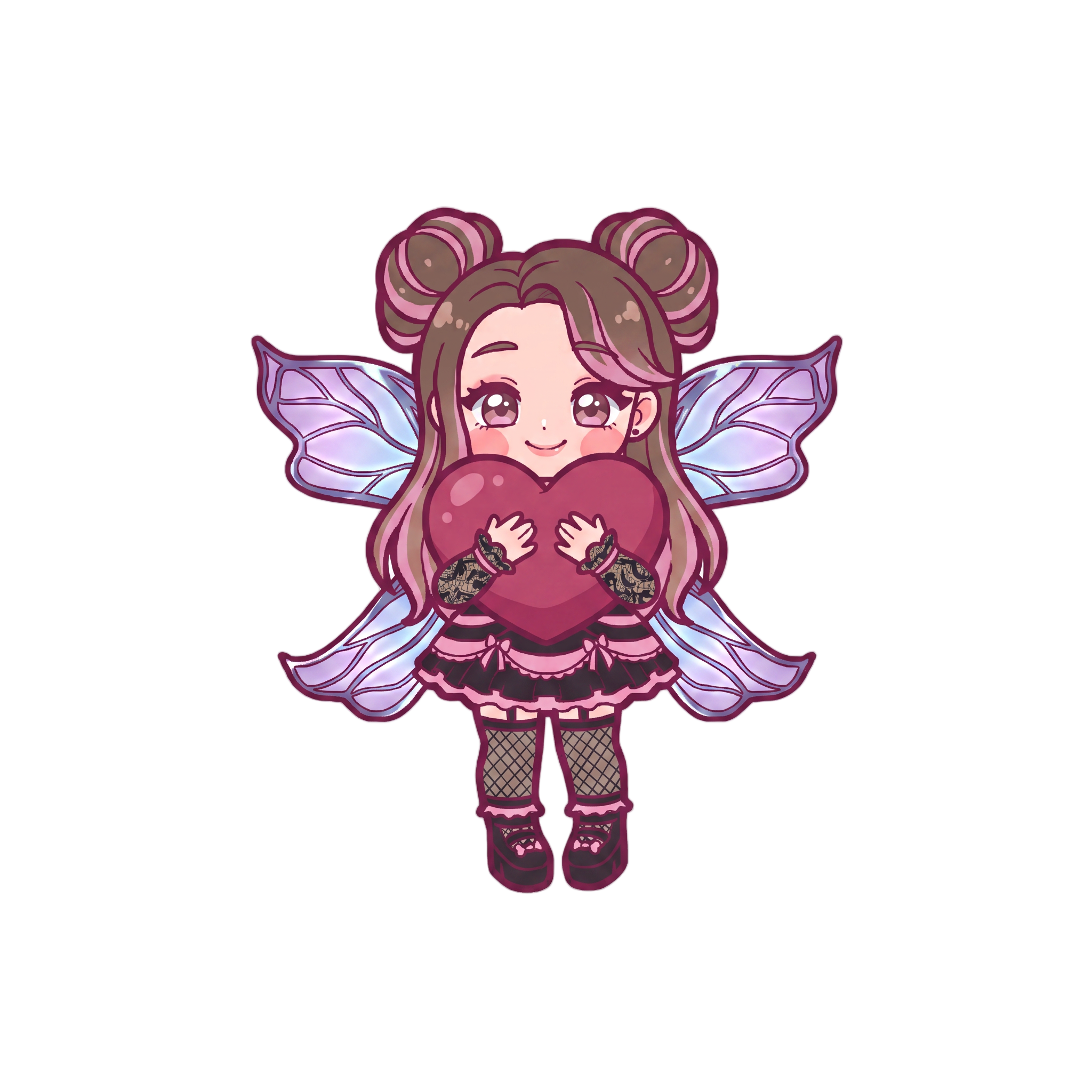 Change to emote holding a big dark pink heart instead of kissing one