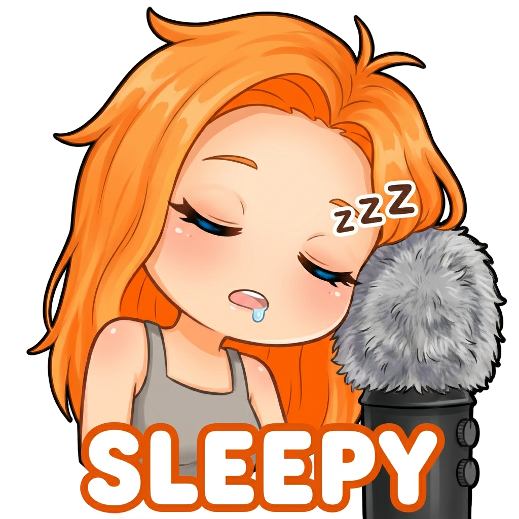 An orange-haired, blue-eyed girl, an ASMR streamer, fell asleep at the microphone.