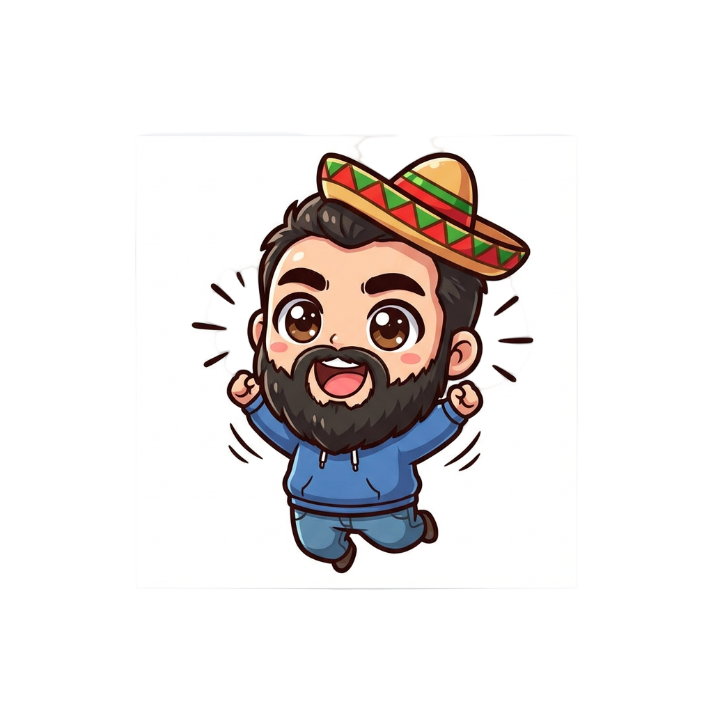bearded mid 20s male with M
exican sombrero