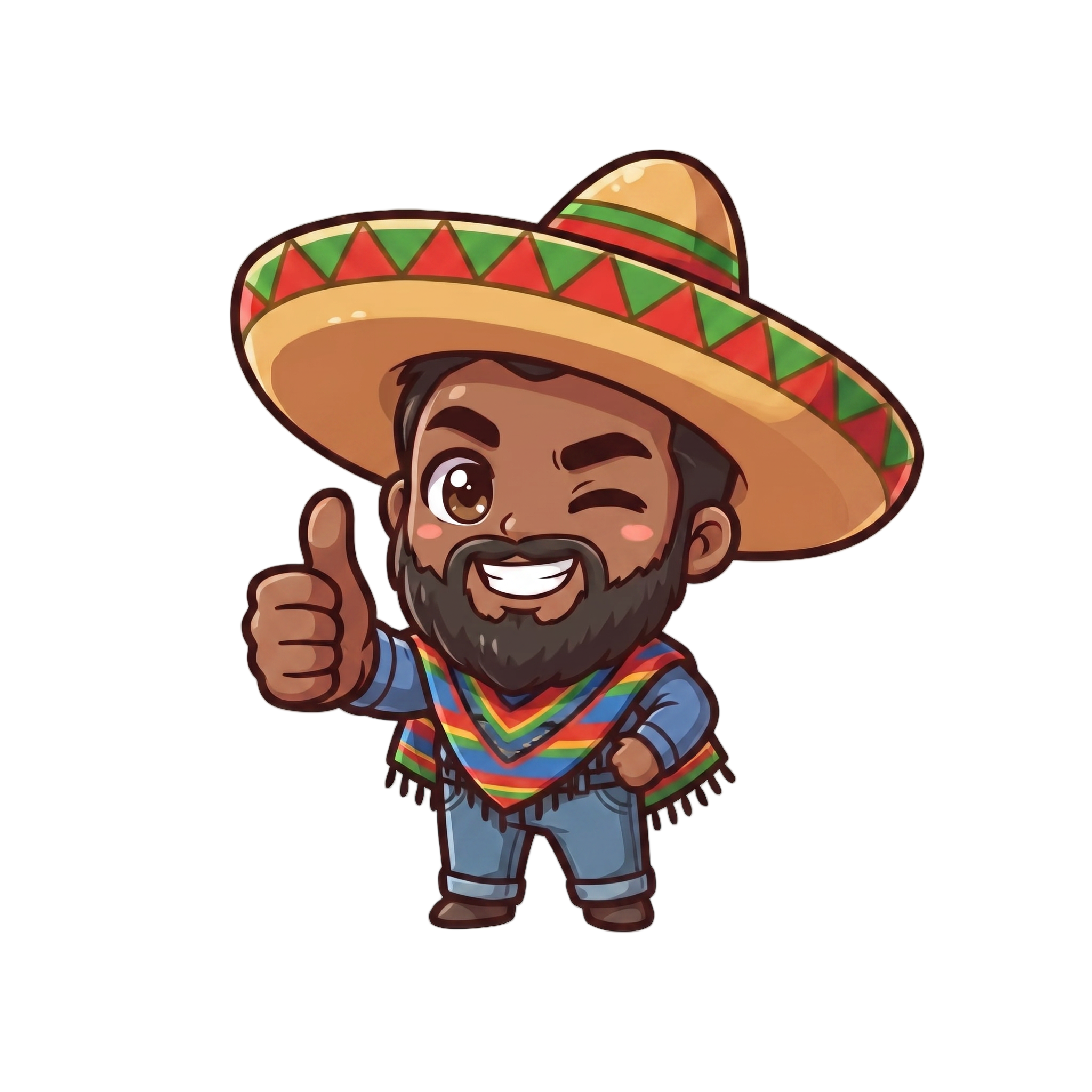 Change this emote to giving an enthusiastic thumbs up with a confident encouraging smile and a slight wink. Keep the exact same character design, outfit, colors, and art style.