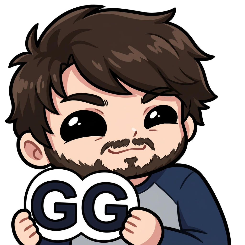 a person with black eyes saying gg