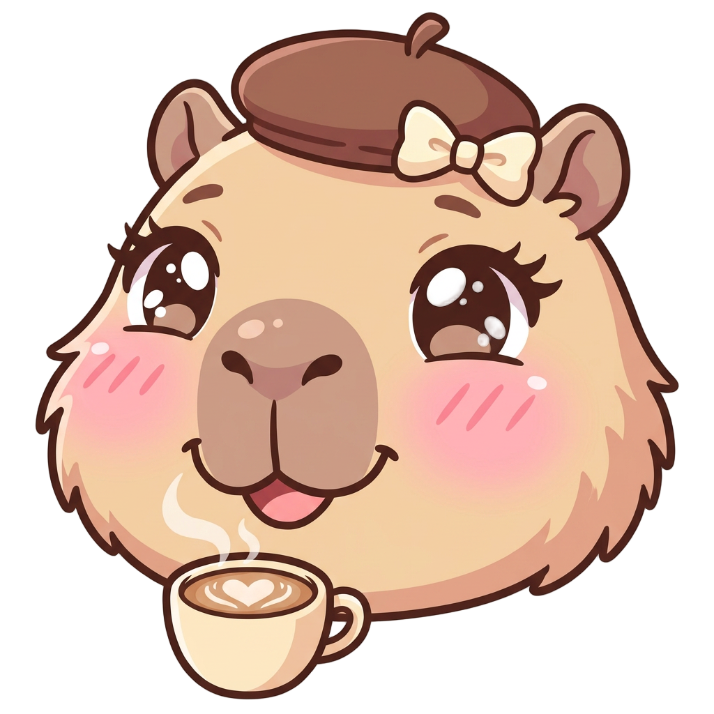 The capy head on the cafe and anime stlye