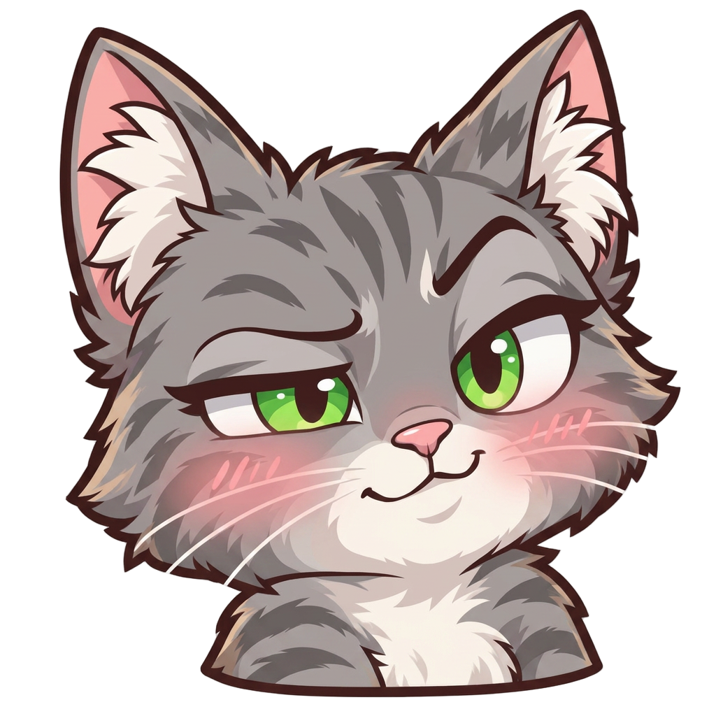A sleek gray cat with narrowed, skeptical eyes, raising one eyebrow and sporting a cheeky, half-smirk to convey a 'sus' expression.