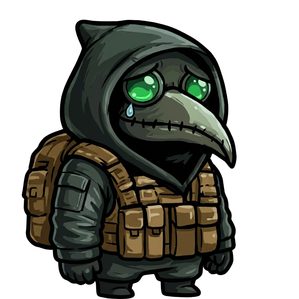 Military plague doctor with his hands down