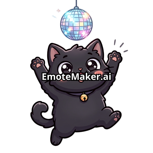 Chat noir qui danse sous une boule à facette