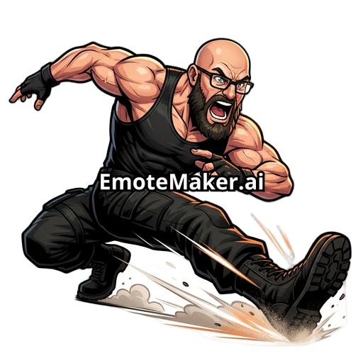 un chauve musclé avec une barbe et des lunettes qui fait un slide come celui de Law dans Tekken 8