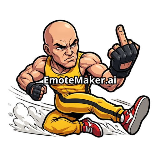 un chauve musclé qui slide comme Law de Tekken 8 en faisant un doigt dhonneur