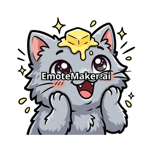 gray cat with butter on its head