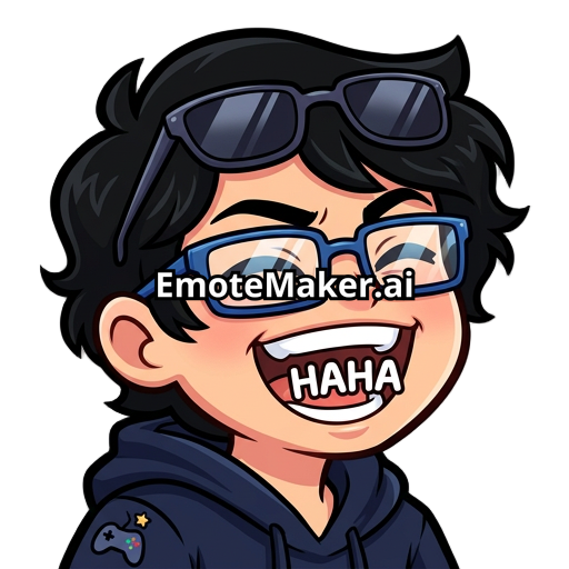 a gamer with black hair and blue glasses laughting