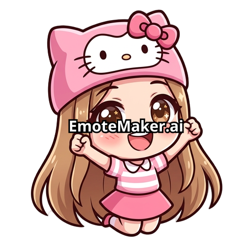 cute girl with a pale skin, long straight hair, with Hello Kitty hat