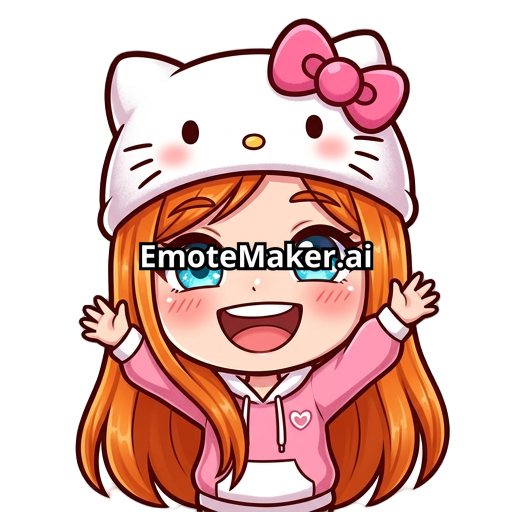cute ginger girl, with a pale face straight and long hair, with a hello kitty hat