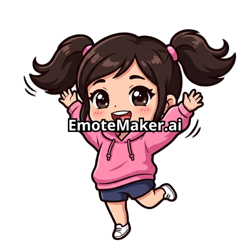 Quiero una niña con, buzo rosa. Pelo marron oscuro tirando a negro, 2 colitas en el pelo. y que este bailando