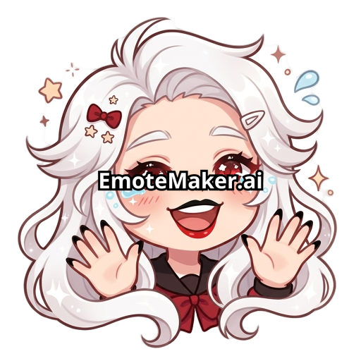 NP. she has long Diamond white hair. red eye, black up lips and red down lips, black eyeshadow, black nails. eyebrow white.