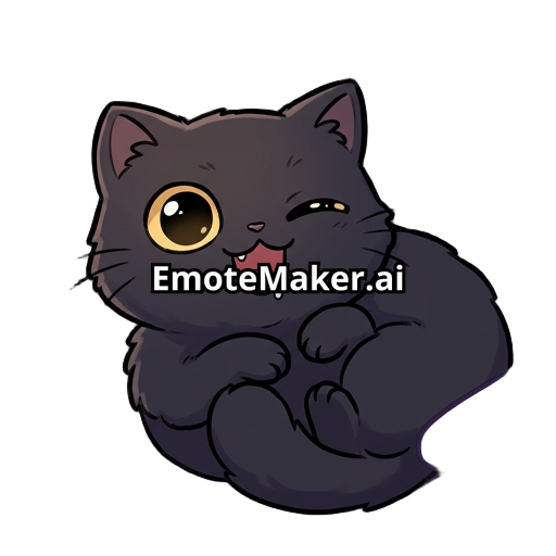 Cacık the cat, fluffy black British Shorthair with huge round golden eyes, sleepy expression, curled up on a pastel gaming chair, tiny drool, cozy attic radio room aesthetic, soft purple and blue ambient lighting, kawaii anime emote style, transparent background, adorable streamer mascot energy