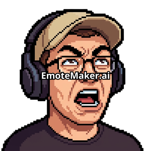 Twitch emote of streamer “ManpaoSam”, funny Dutch “sjonge jonge” reaction, gamer wearing glasses and a beige cap, wearing headset, exaggerated frustrated but funny expression, raised eyebrows, open mouth in disbelief, eyes focused upward, chaotic streamer energy, expressive face clearly visible, colorful pixel art style, clean bold outlines, compact head-and-shoulders composition, highly readable at very small Twitch emote size, centered design, transparent background, no text, no watermark