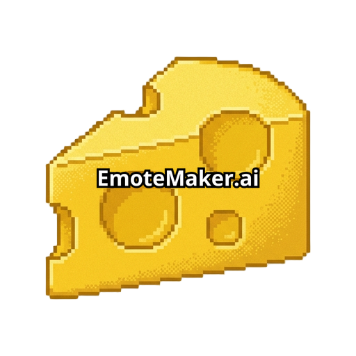 A close-up, pixel art icon of a rich yellow cheese slice with three large, distinct holes: one big, two smaller. The texture is slightly grainy. Classic swiss cheese style. Twitch subscriber badge, clean pixel art, bright yellow and gold, high detail. --sref 2295094873 --ar 1:1