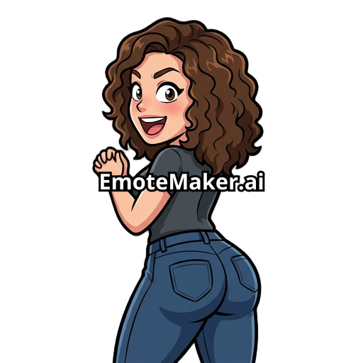Curvy woman particularly from the backside in jeans with curly hair a bit past the shoulders, yet a very fit figure