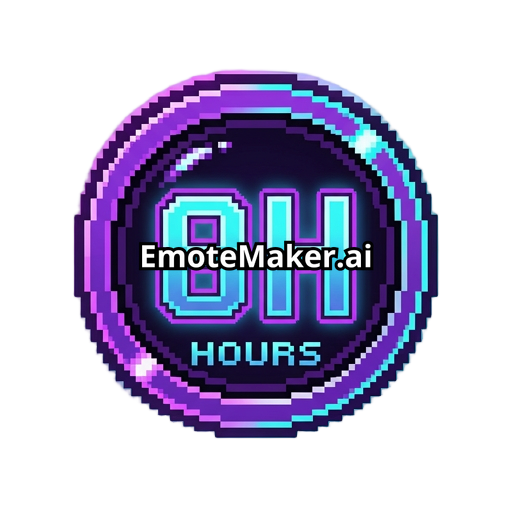 retro gaming twitch viewer badge, pixel art arcade coin, large 8H text, neon purple and cyan glow, 16-bit retro style, highly readable at small sizes, clean pixel outline, twitch aesthetic, transparent background