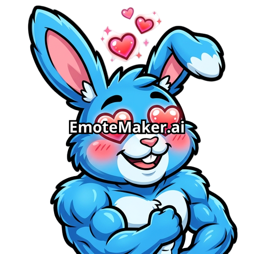 Blue muscular bunny smiling