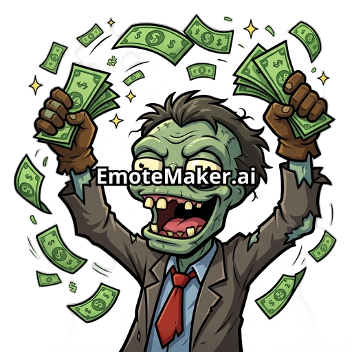 A zombie from Plants VS Zombies throwing paper money. Only his upper body is visible, no background.