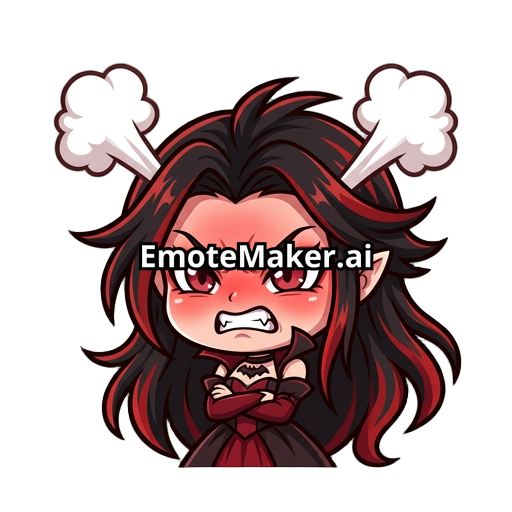 vampire girl with long black hair with red strands