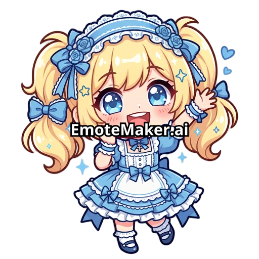 a chibi blonde with blue lolita outfit