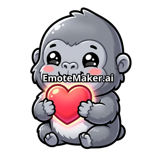 cute gorilla in grey with heart in the hands