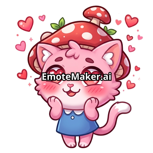 Pink cat with mushroom hat