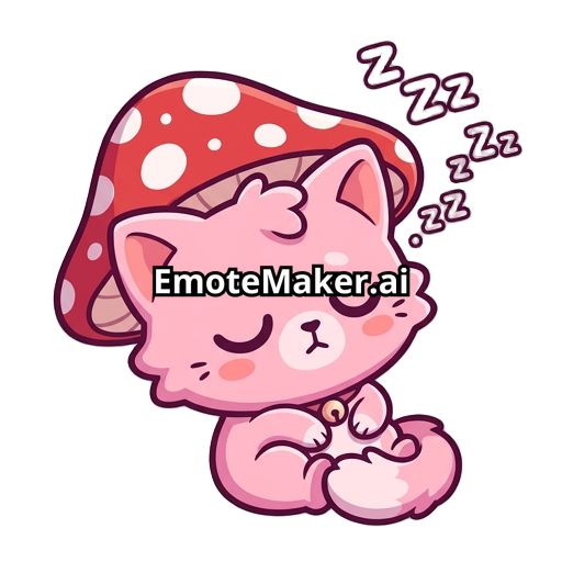 Pink cat with mushroom hat