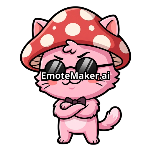 Pink cat with mushroom hat